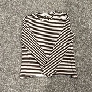 KULE Brown and White Striped Long Sleeve Tee